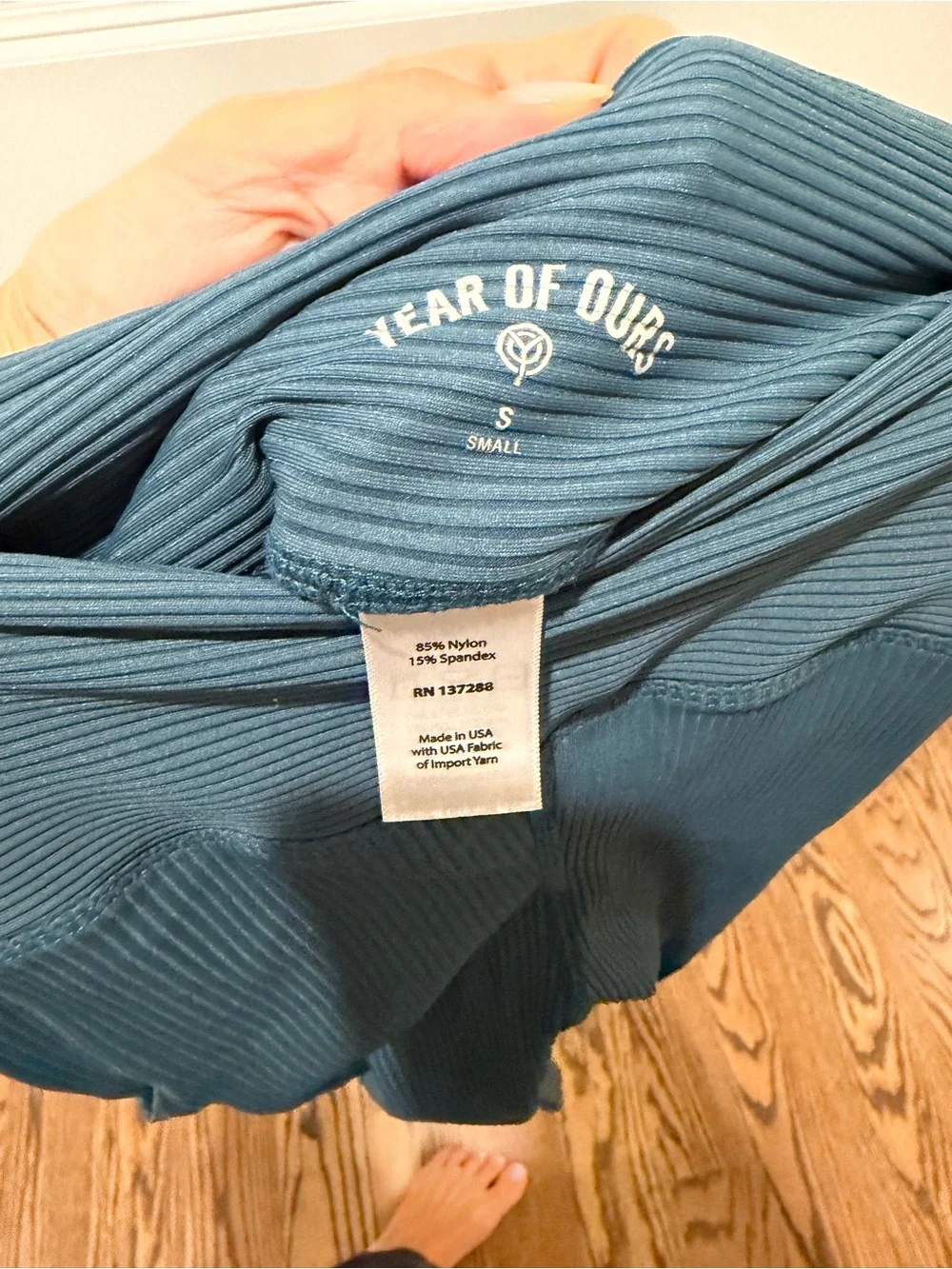 Year of Ours SET- Teal Ribbed Leggings with Side Socket with matching ribbed top